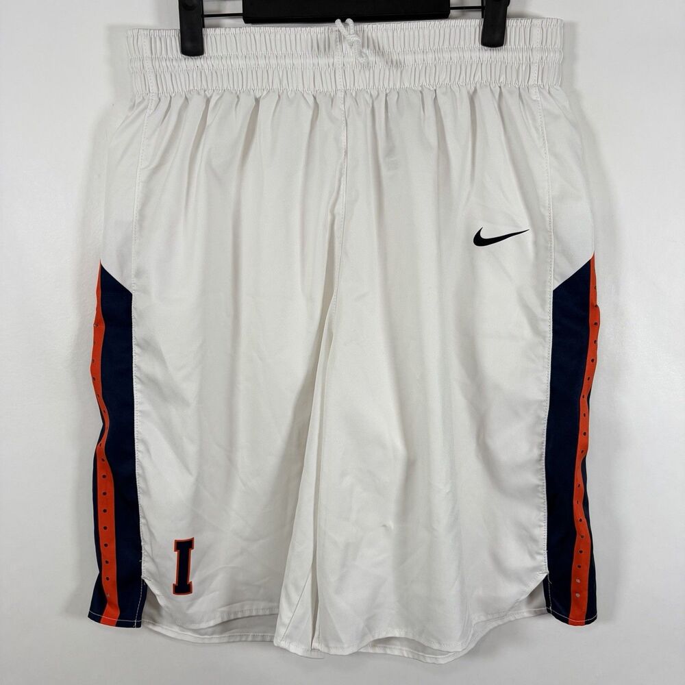 Illinois Fighting Illini Nike Basketball Shorts Mens Large White Orange 32x11